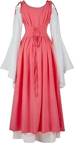 Vista 3 de Zhitunemi Renaissance Costumes for Women Dress Fairy Gothic Gown Chemise Peasant Dress Medieval Costume