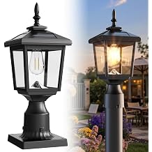Greluna Solar Post Light Outdoor, 60 Lumens Dusk to Dawn Lamp Post Light, Solar Powered & Waterproof, Fits 6x6 Wooden Posts, 3 Inch Poles, for Garden, Pathway, Driveway, Fence & YardWarm White