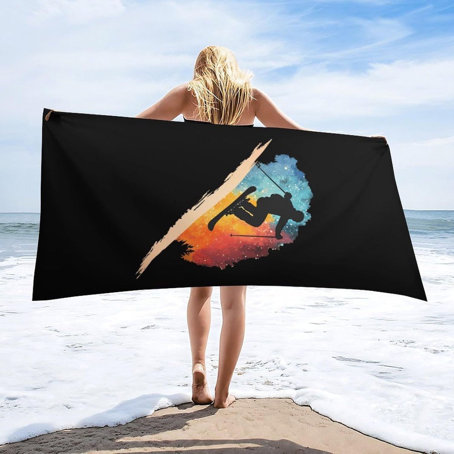 Galaxy Skiing Skier Beach Towels Oversized Jumbo Large Yoga Bath Towel for Pool Yoga Swim Body 160x80cm