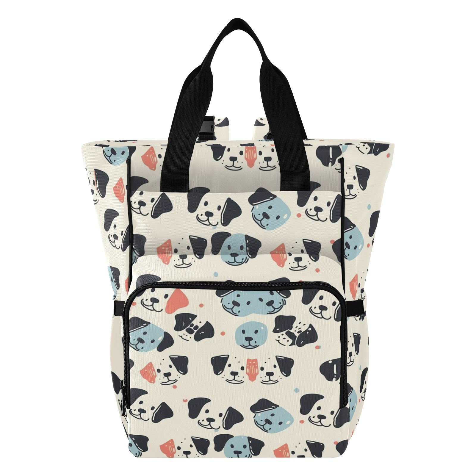 Mnsruu Borsa per pannolini per bambini con testa di cane carina borsa grande borsa impermeabile da viaggio borse per pannolini per mamme e papà