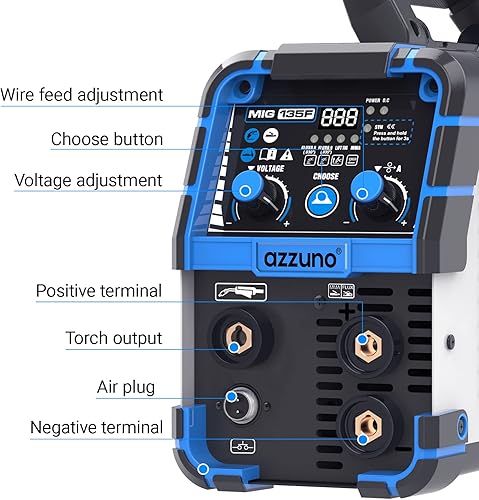 Miniatura 31 de AZZUNO Soldador MIG 145A, 110V/220V Voltaje Dual 4 en 1 Gas/Gasless Flux Core MIG Soldador/Lift TIG/Stick Máquina de soldar, soldador