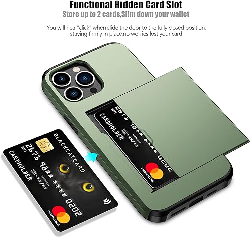 Miniatura 2 de Nvollnoe Funda para iPhone 13 Pro Max con tarjetero resistente de protección de doble capa a prueba de golpes, ranura para tarjetas oculta, funda