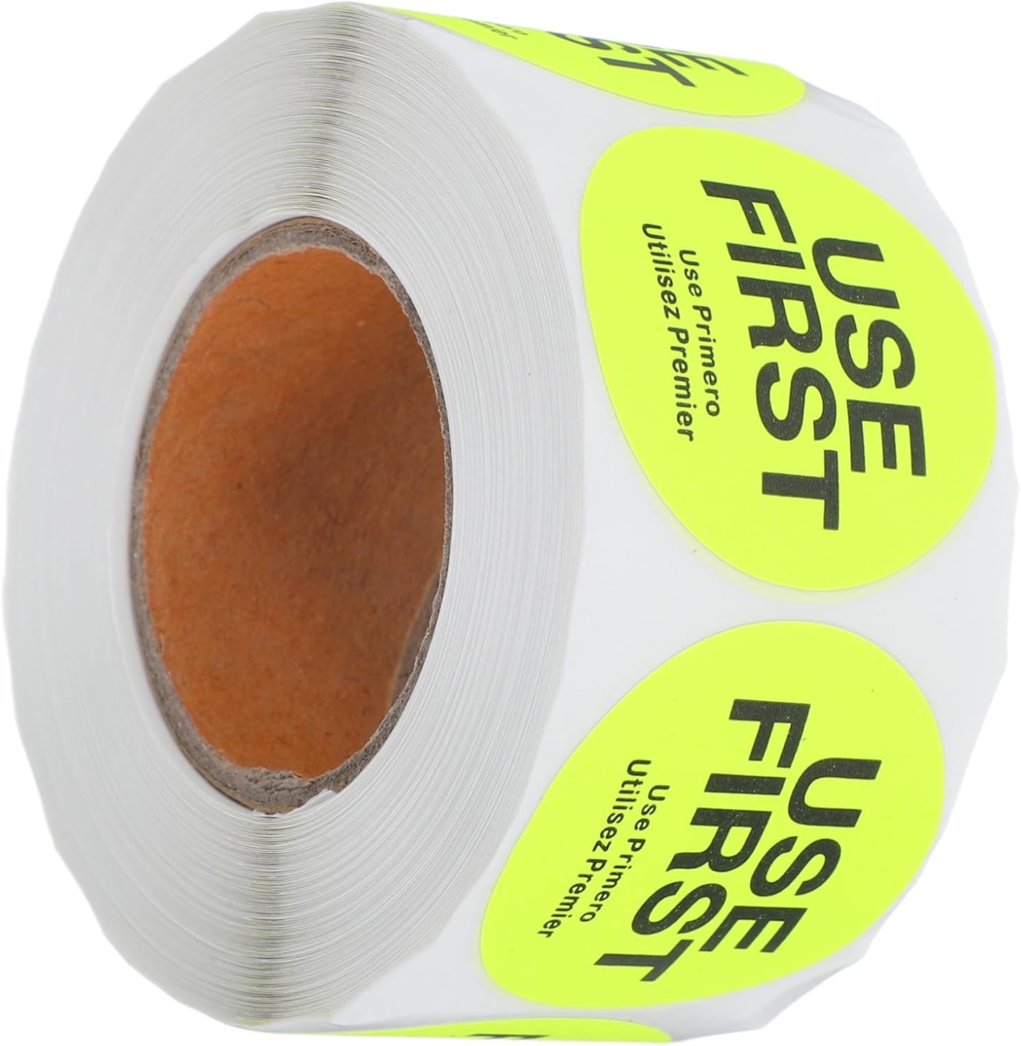 Removable Food Inventory Control Labels 1 Roll Adhesive Day Stickers for Restaurant and Food Storage Yellow Circle Stickers for Organization and Rotation