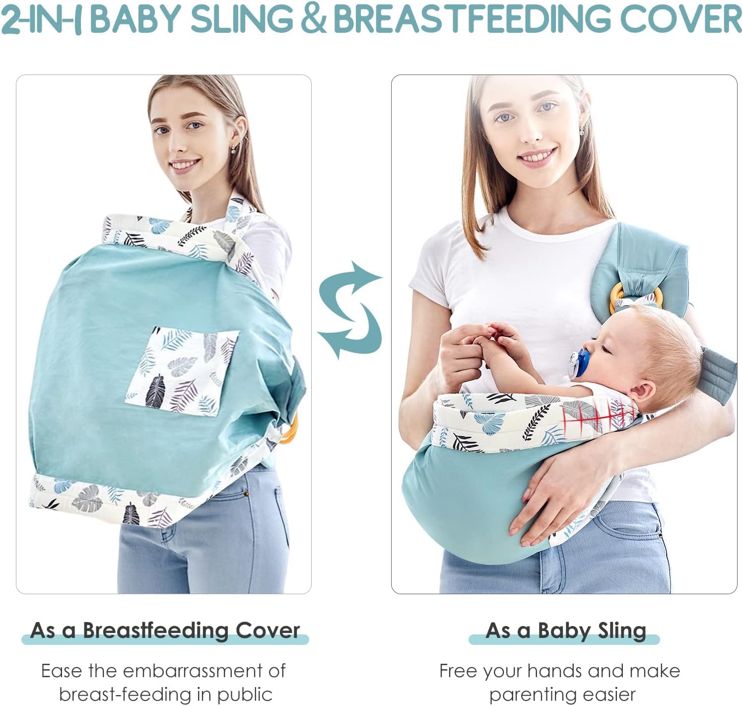 AMPLIN Baby Sling Carrier Newborn, Adjustable Easy Wearing Baby Nursing Warp Sling, New Mom Dad Soft Cotton Infant Front Holder Carrier for Infant Toddler Life Travel Essential Gifts 1