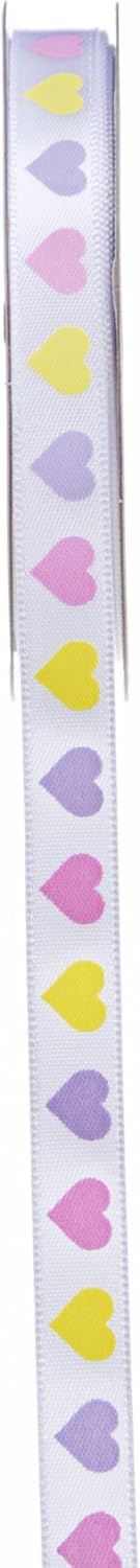 Darice 30023895 Heart Ribbon, 3/8" x 4 yd, Pastel Purple/Yellow/Pink