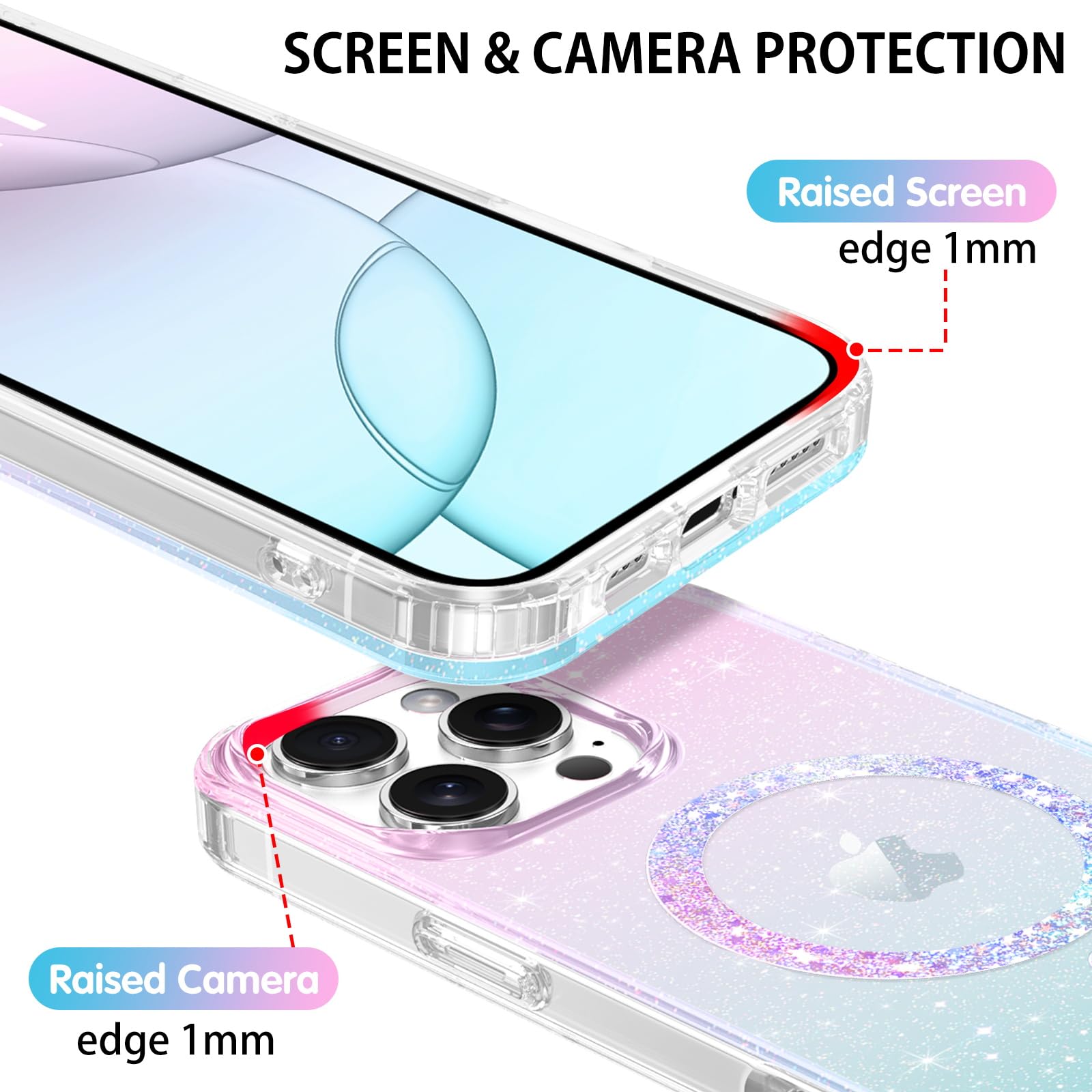 BENTOBEN Magnetic For IPhone 16 Pro Max Case Clear Glitter Bling, Cute