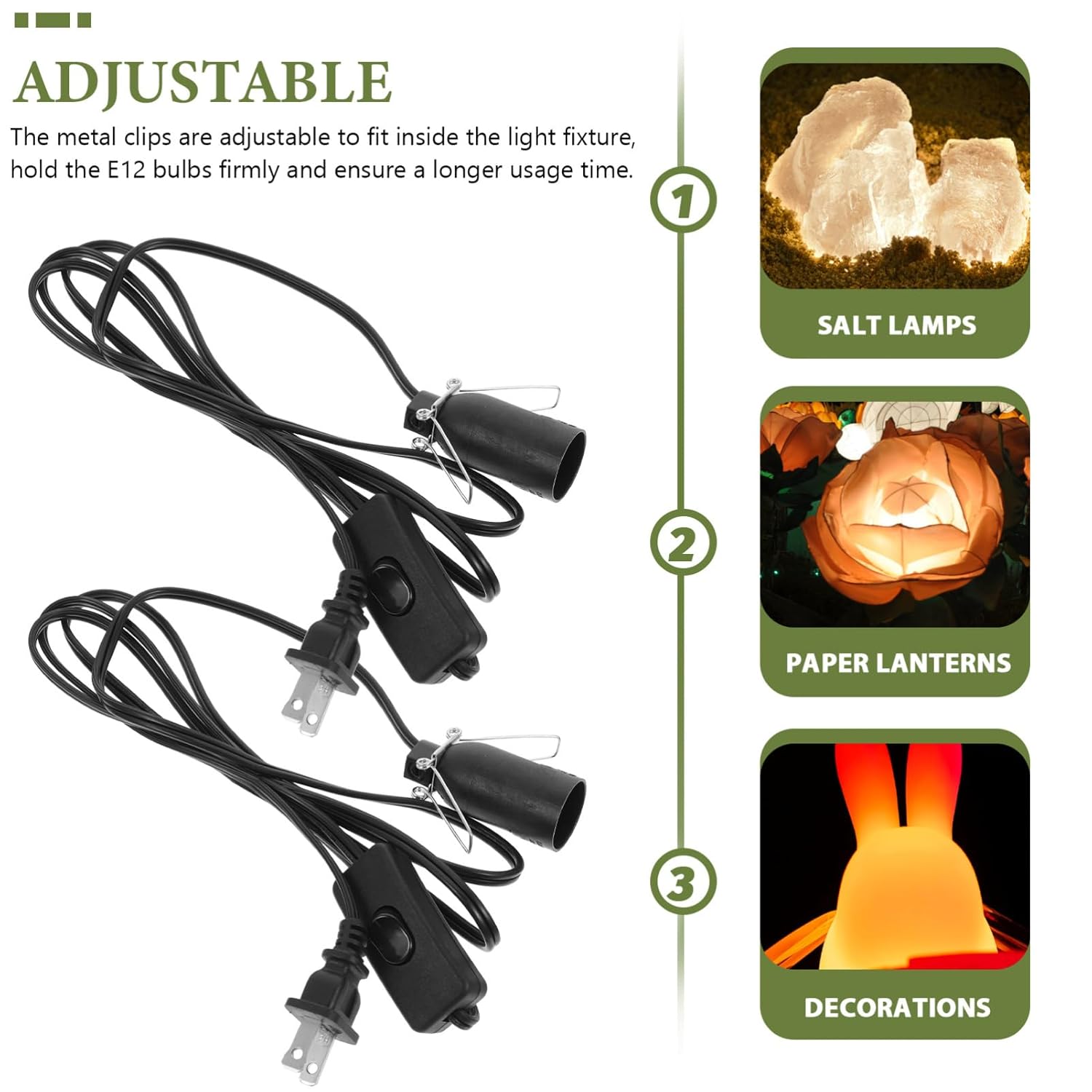 DOITOOL 8pcs Cord Cable Replacement Light Socket with Us Clips for Candelabra Fixtures for Seasonal Decor and Craft Projects