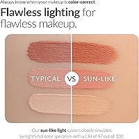 Vista 2 de Espejo de maquillaje de viaje con luces, espejo de tocador iluminado, 9 pulgadas, naranja cósmico