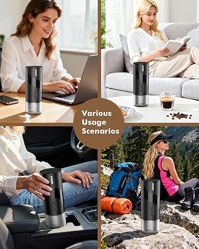 Miniatura 7 de Máquina de café espresso eléctrica portátil y molinillo de café manual y espumador de leche eléctrico todo en 1, mini cafetera de viaje para