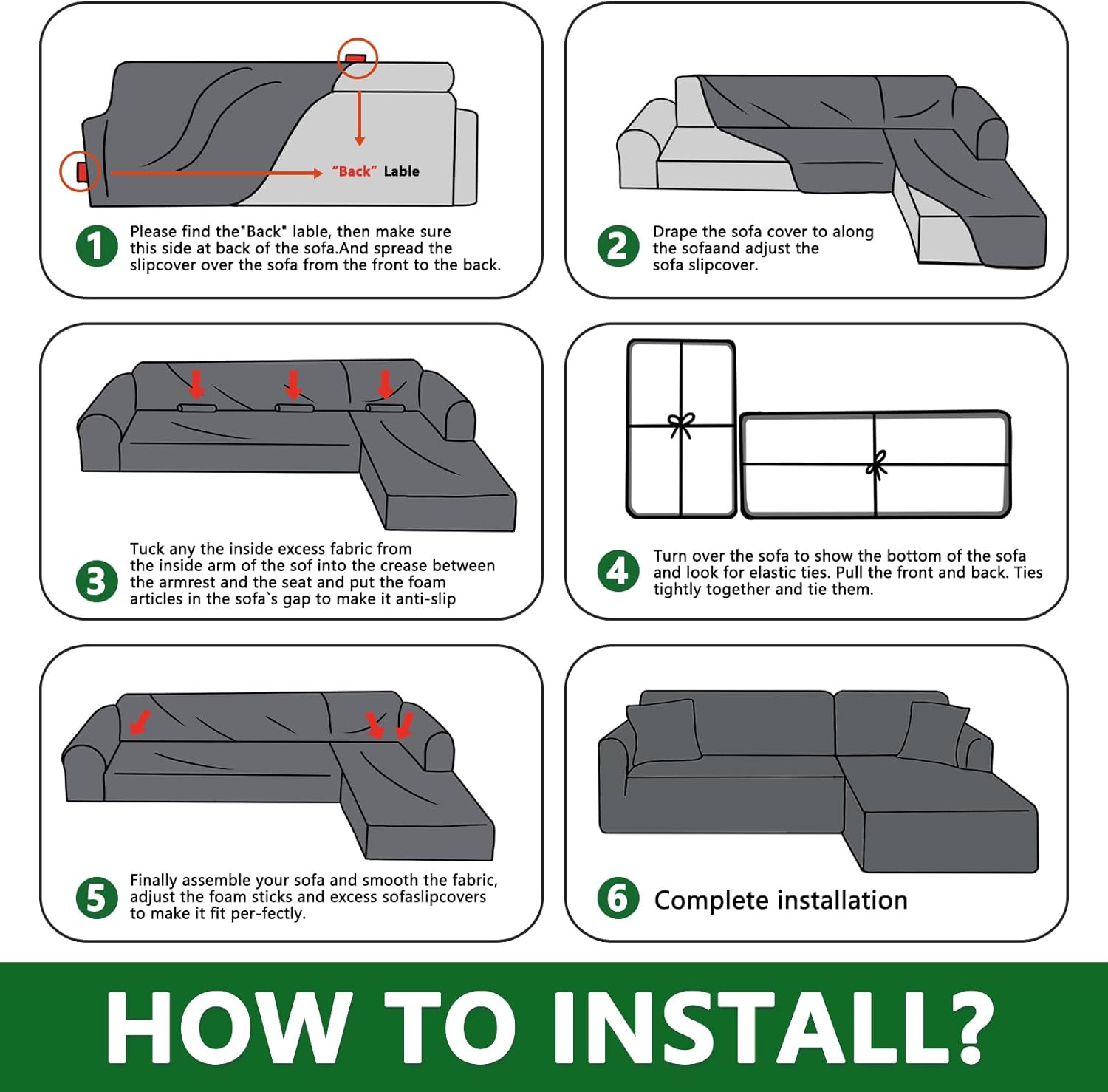 ZNSAYOTX 2026 Soft Velvet Sectional Couch Covers, Luxury Plush Slipcovers with Elastic Bottom for L Shape Sectional Sofa, 2 Pcs Pet Friendly Protector (3 Seat Couch + 3 Seat Chaise, Grey)