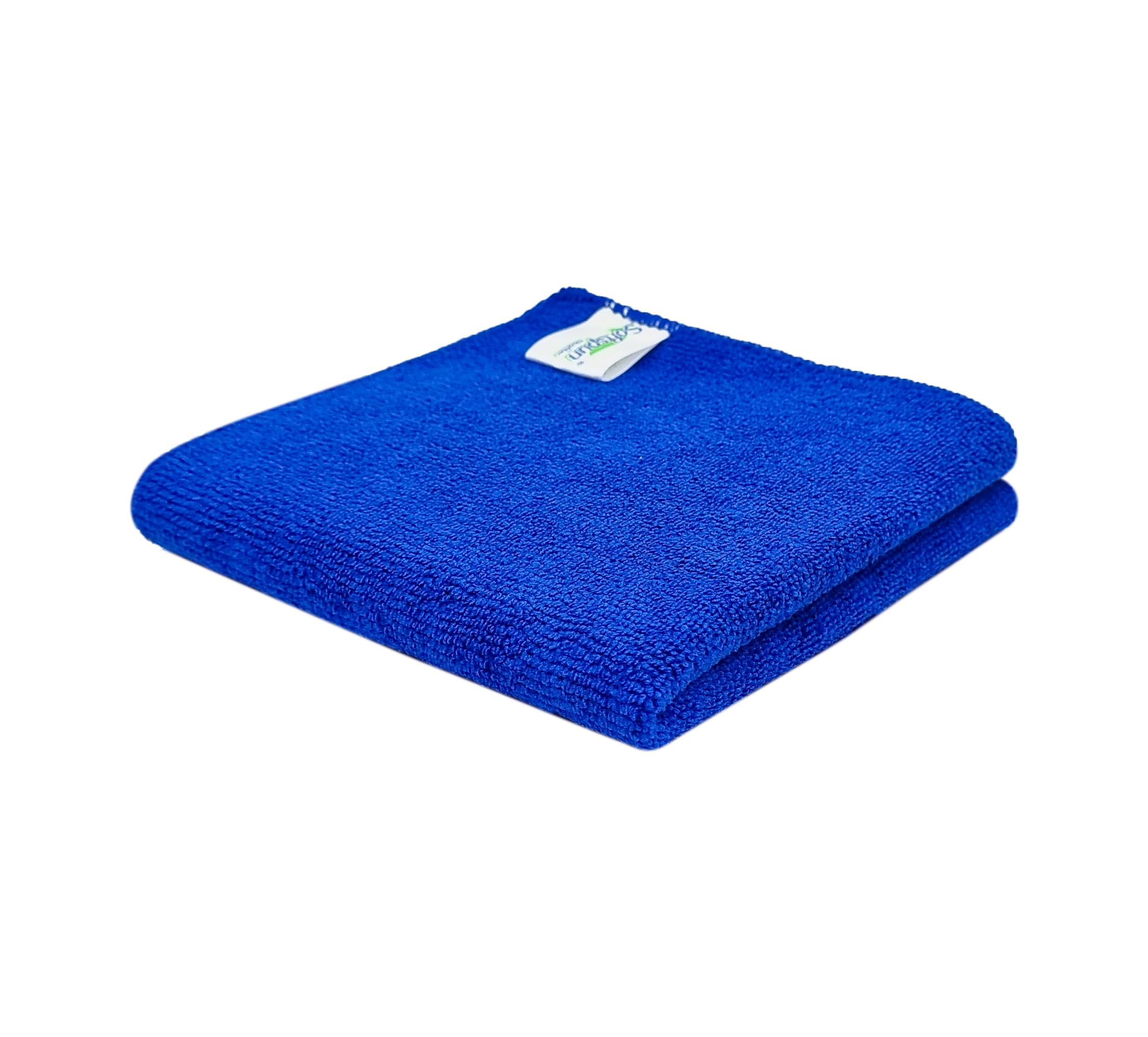 SOFTSPUN Microfiber Baby Hand & Face Wipes 30x30 Cms 1 Piece Towel Set, 340 GSM (Blue) Super Soft & Silky for Hand, Face, Body - Hypoallergenic Sensitive Skin Wipes & Washcloths.