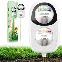 Soil Test Kit, 2-in-1 Soil Moisture Meter, Soil pH Tester, Large Dual Dial Soil Meter for Plants, Garden Soil, Lawn, Farm, Outdoor &amp; Indoor Use-White