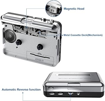 DigitNowCassette Tape To MP3 CD Converter Via USB,Portable USB Cassette Tape Player Capture MP3 Audio Music,Compatible With Laptop and Personal Computer,Convert Walkman Tape Cassette To MP3 Format