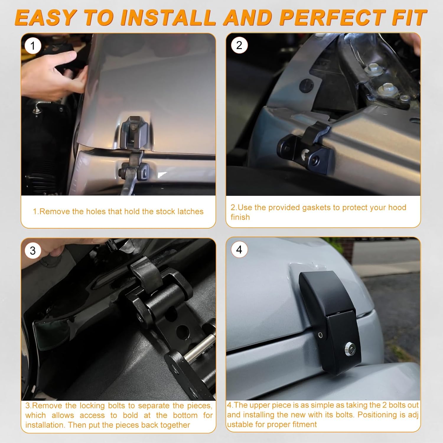 Mupera Hood Latches Catch Kit with Lock for Jeep Wrangler 2007-2025 JK JKU JL JLU Gladiator JT Black Exterior Accessories