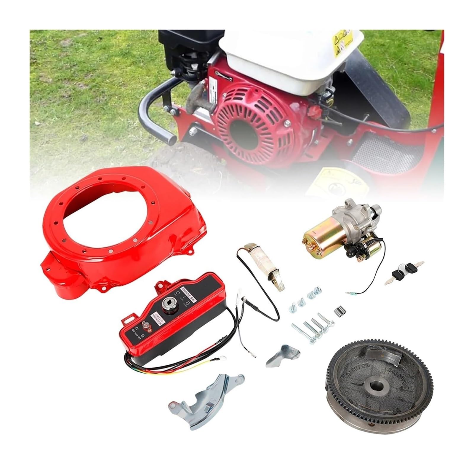 pour GX160 GX200 Kit Démarrage Électrique 5,5/6,5 CV Kit Démarrage Moteur 4 Temps Allumage À Bâton Poulet Volant Moteur De Démarreur