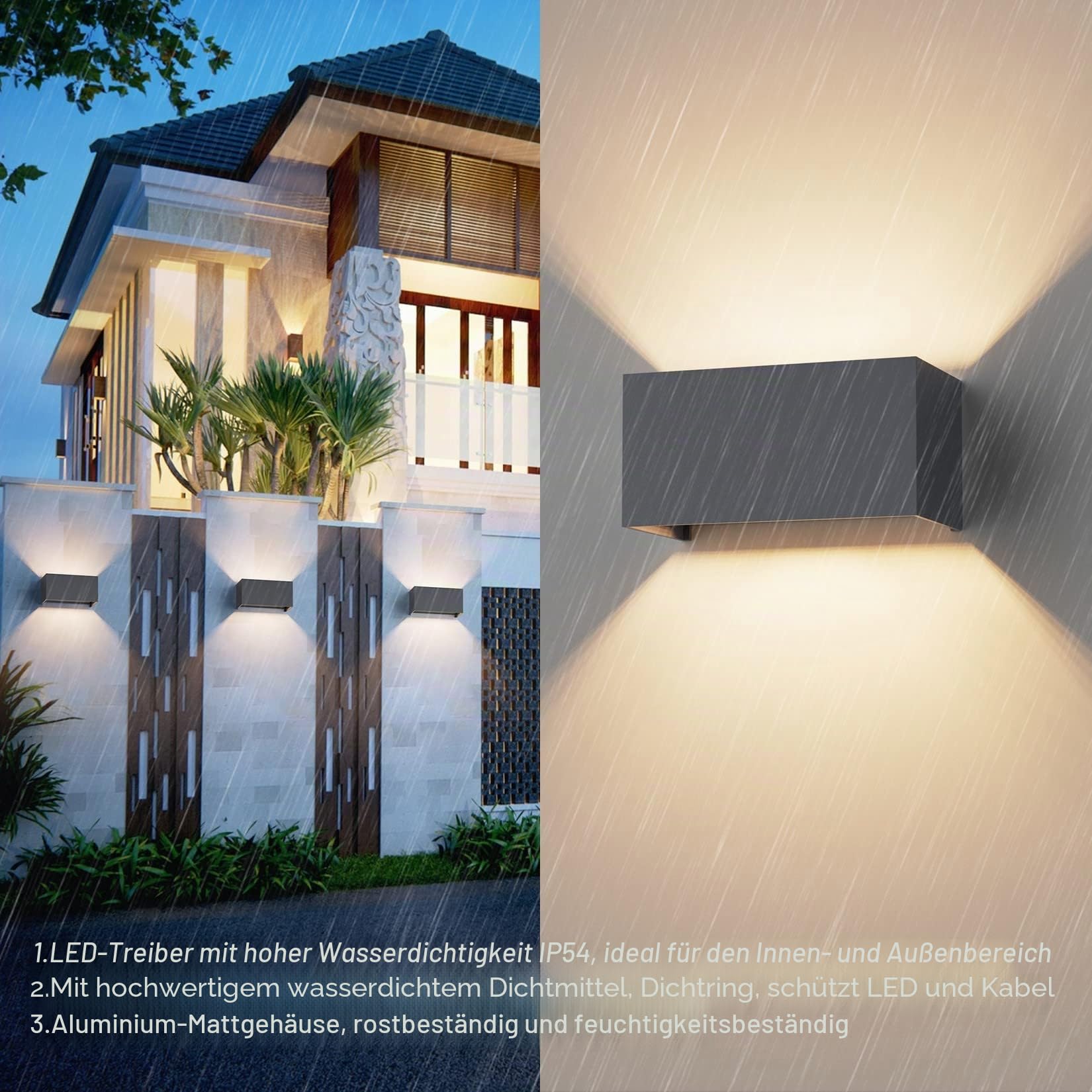 Klighten Aussenlampe mit Austauschbarer G9 LED Lampe Warmweiß 3000K, 18W LED Wandleuchte Innen/Aussen Einstellbar Abstrahlwinkel Außenwandleuchten für Wohnzimmer Garten, IP54, Anthrazit
