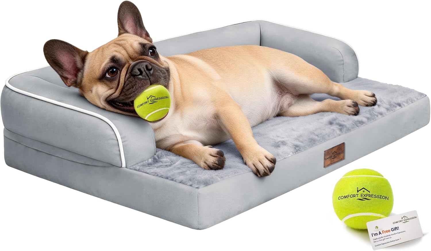 Comfort Expression Memory Foam Dog Bed for Large Medium Sized Dogs - Waterproof Orthopedic Pet Bed with Washable Removable Cover, Non-Slip Pet Sofa Couch, 36 x 27