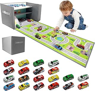 Faltbare Auto-Garage mit 20 Autos und Spielteppich