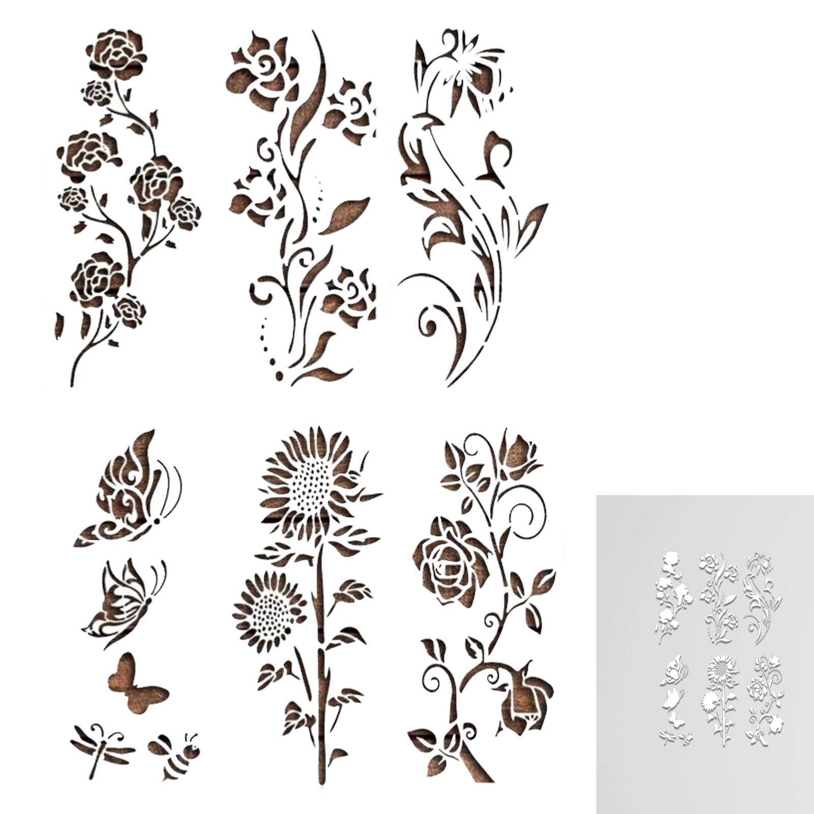 ReaJoys Stencil floreali per pittura 18 stencil da disegno per