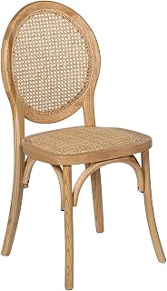 DRW Silla de Madera y Ratan x con 47 cm de Altura de Asiento en Natural 97x45x57cm