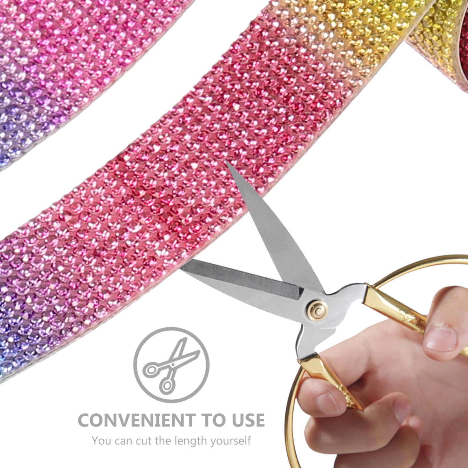 Operitacx 12rollen Selbstklebende Kristall-strassbänder Funkelnde Rhinestone-tapes Regenbogenfarben Für Diy-dekorationen Hochzeiten Kostüme Handwerk Und