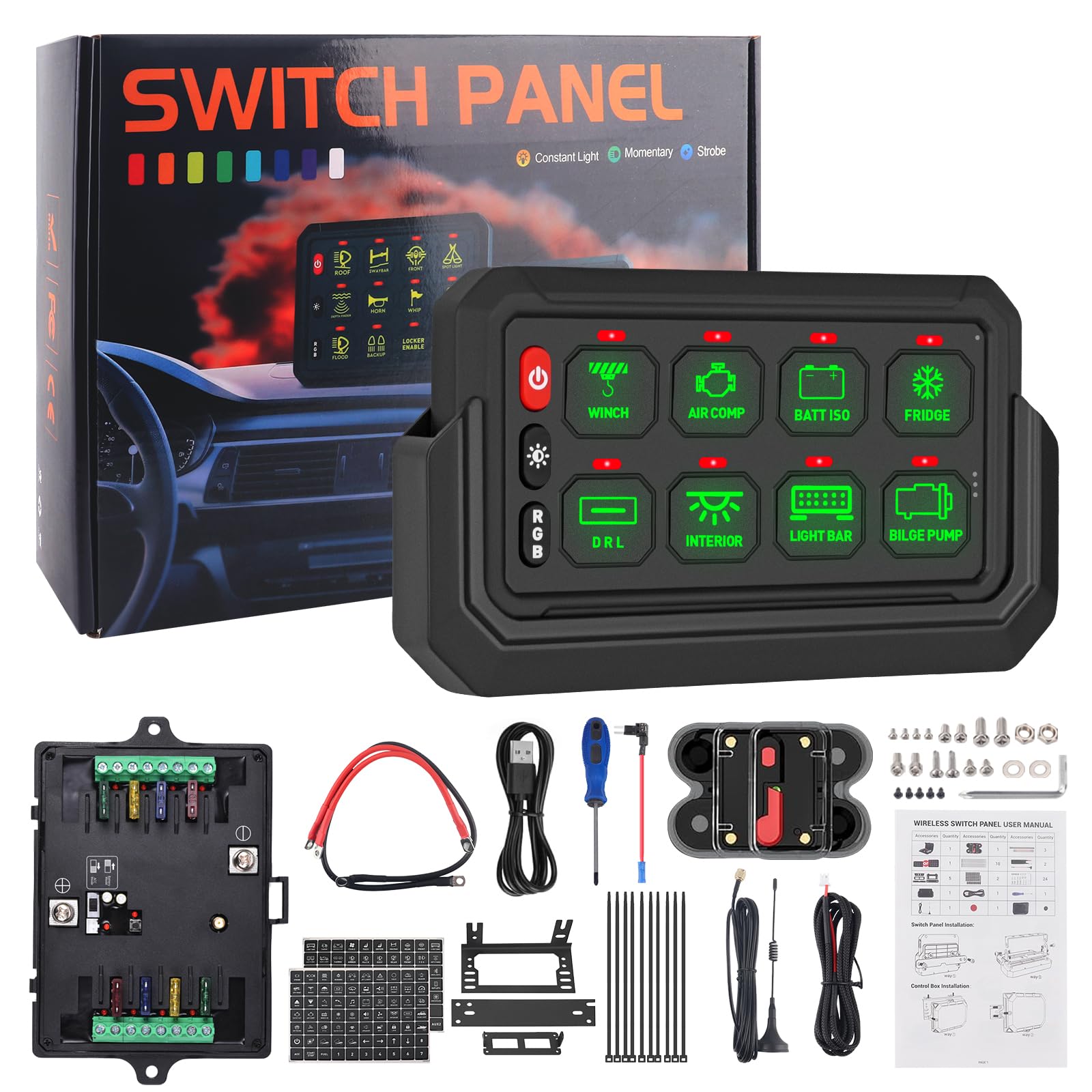 Chelhead 8 Gang Wireless Switch Panel Control up to 81M Circuit