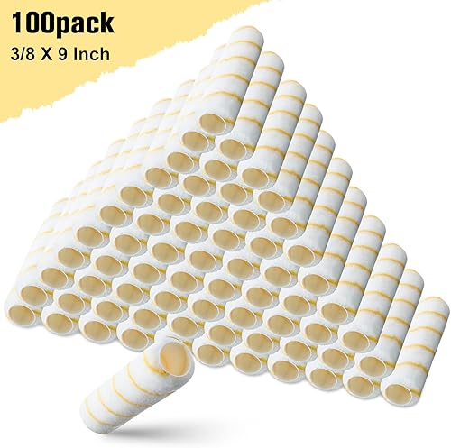 Miniatura 6 de 100 cubiertas de rodillo de pintura de 1/2 x 9 pulgadas, cubiertas de rodillo de pintura de microfibra para siestas para rodillo de pintura,