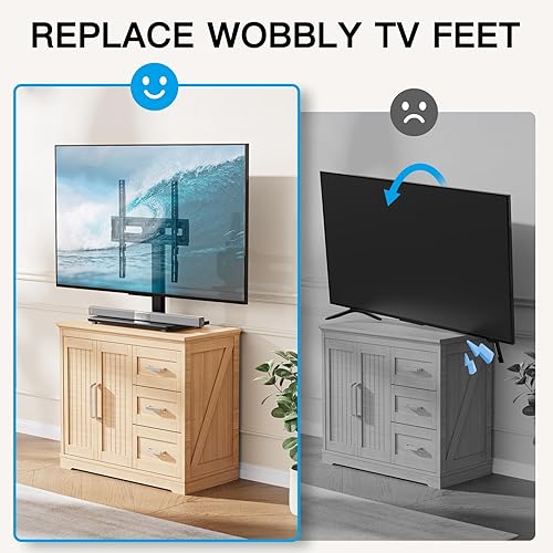 Miniatura 6 de PERLESMITH Soporte giratorio universal para TV de 32 a 65 pulgadas, base de TV de altura ajustable con base de vidrio templado resistente, VESA