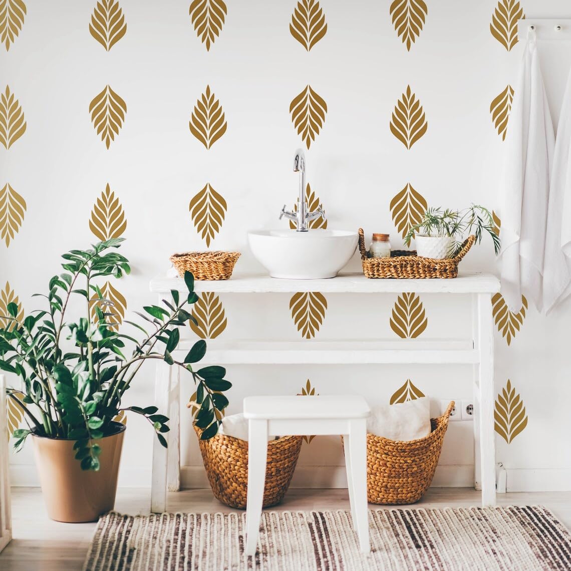 Modern Fern Leaf Wall Decals - Gold Leaf Sticker -2