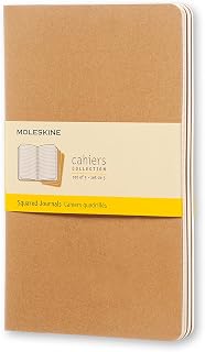 Caderneta Cahier, Kraft, Conjunto com 3 Unidades, Quadriculada, Tamanho Grande