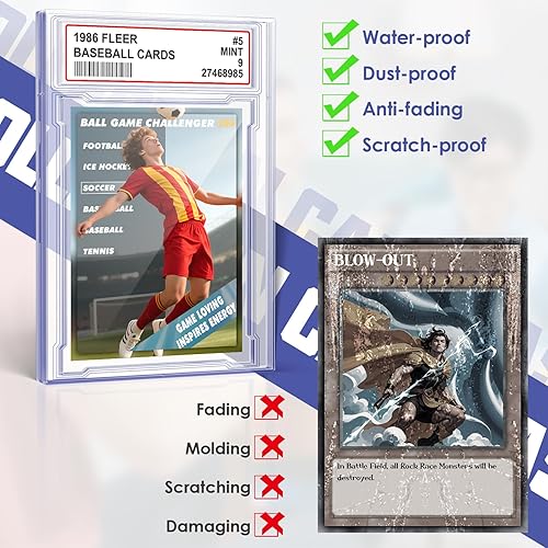 Miniatura 6 de 12 fundas para tarjetas intercambiables, fundas de acrílico graduadas para tarjetas de béisbol con posición de etiqueta para MTG TCG y tarjetas