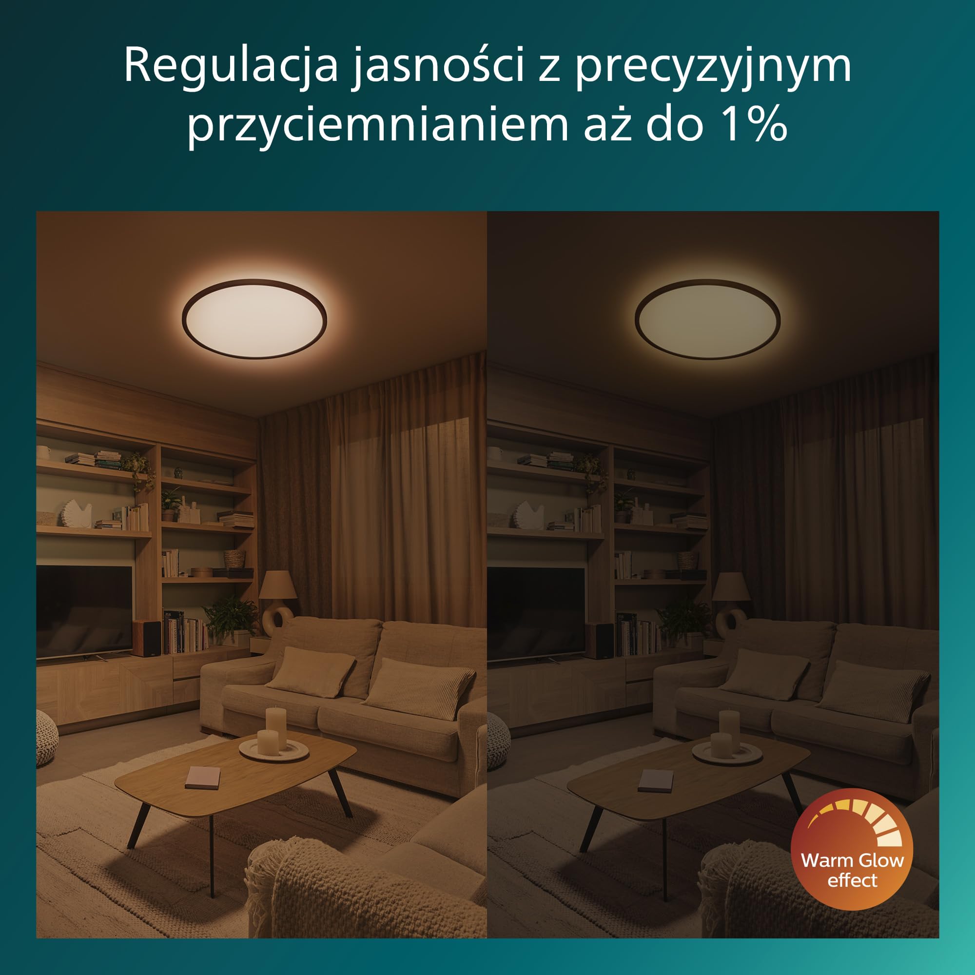 Philips Superslim — oprawa sufitowa z pilotem, 5 gotowych scen świetlnych, płynne przyciemnianie do 1%, łatwe sterowanie, prosty montaż, smukła konstrukcja, 22 W, okrągła, czarna