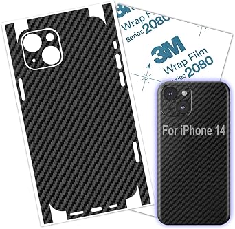 Compatible with iPhone 14 Skin Wrap 3M Carbon Fiber Film Protective for Back and Borders Decal
