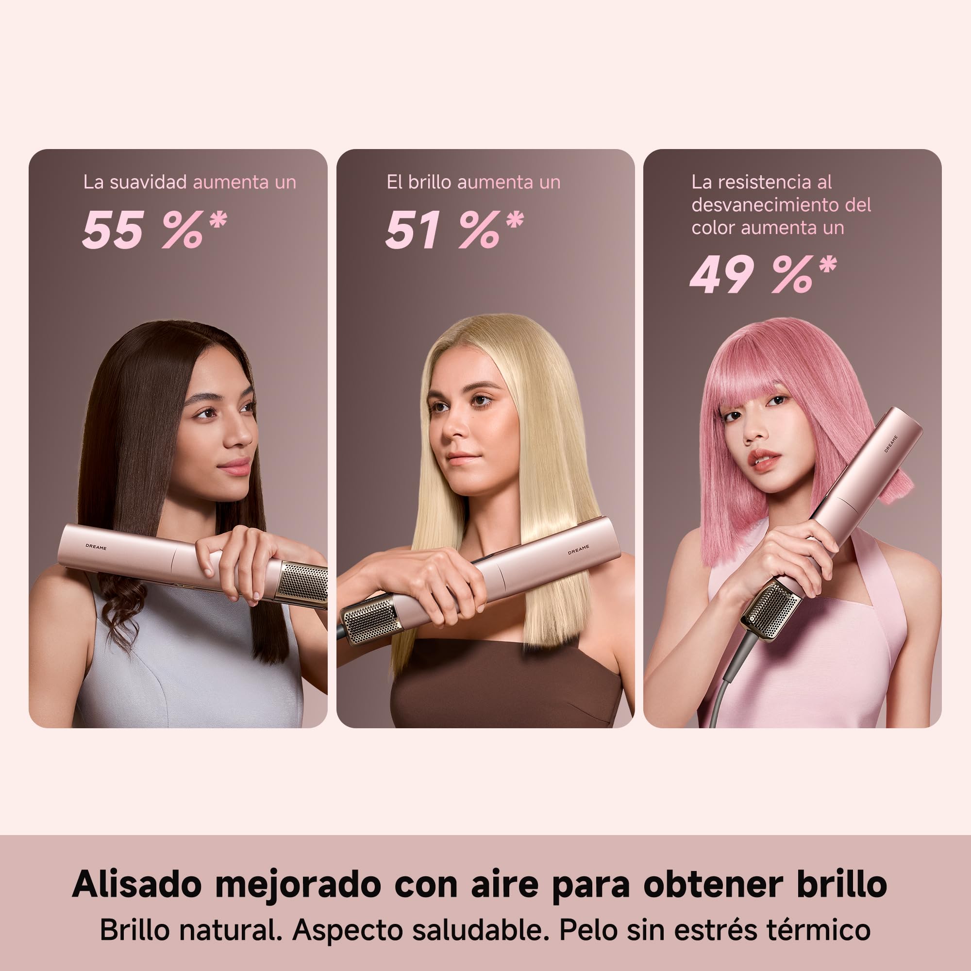 DREAME Aero Straight Pro Plancha Secador 2 en 1, Canal de Doble Flujo de Aire, Styling AI, Alisado Wet-to-Dry, Modo Cuidado Raíces 57°C, Triple Protección Cabello, Motor 110.000RPM, Pantalla Smart