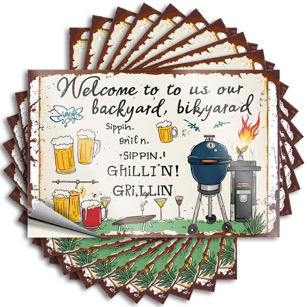 Welcome to Our Backyard: Sippin', Ghillin', Grillin'! Decals Stuff for Teens | Accent Hat Removable Decal Pack(12X18CM)