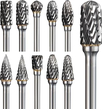 shengbenhao 10PCS Double Cut Tungsten Carbide Rotary Burr Set for Dremel