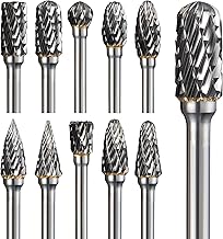 Lot de 10 fraises rotatives en carbure compatibles avec l'outil rotatif Dremel - Double coupe avec tige de 0,3 cm - Accessoires pour le travail du bois, la sculpture, la gravure, le perçage, le