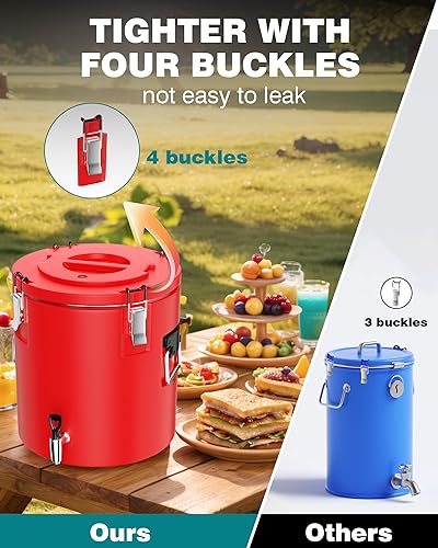 Miniatura 4 de WantJoin Dispensador de bebidas aislado de 4 galones, recipiente de café para bebidas calientes y frías con interior de acero inoxidable 304, para