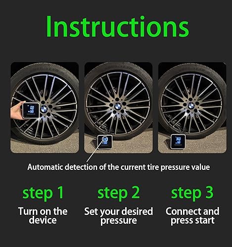 Miniatura 5 de Compresor de aire portátil para inflado de neumáticos, bomba de aire de 150 PSI para neumáticos de automóvil, inflado 2 veces más rápido, inflador