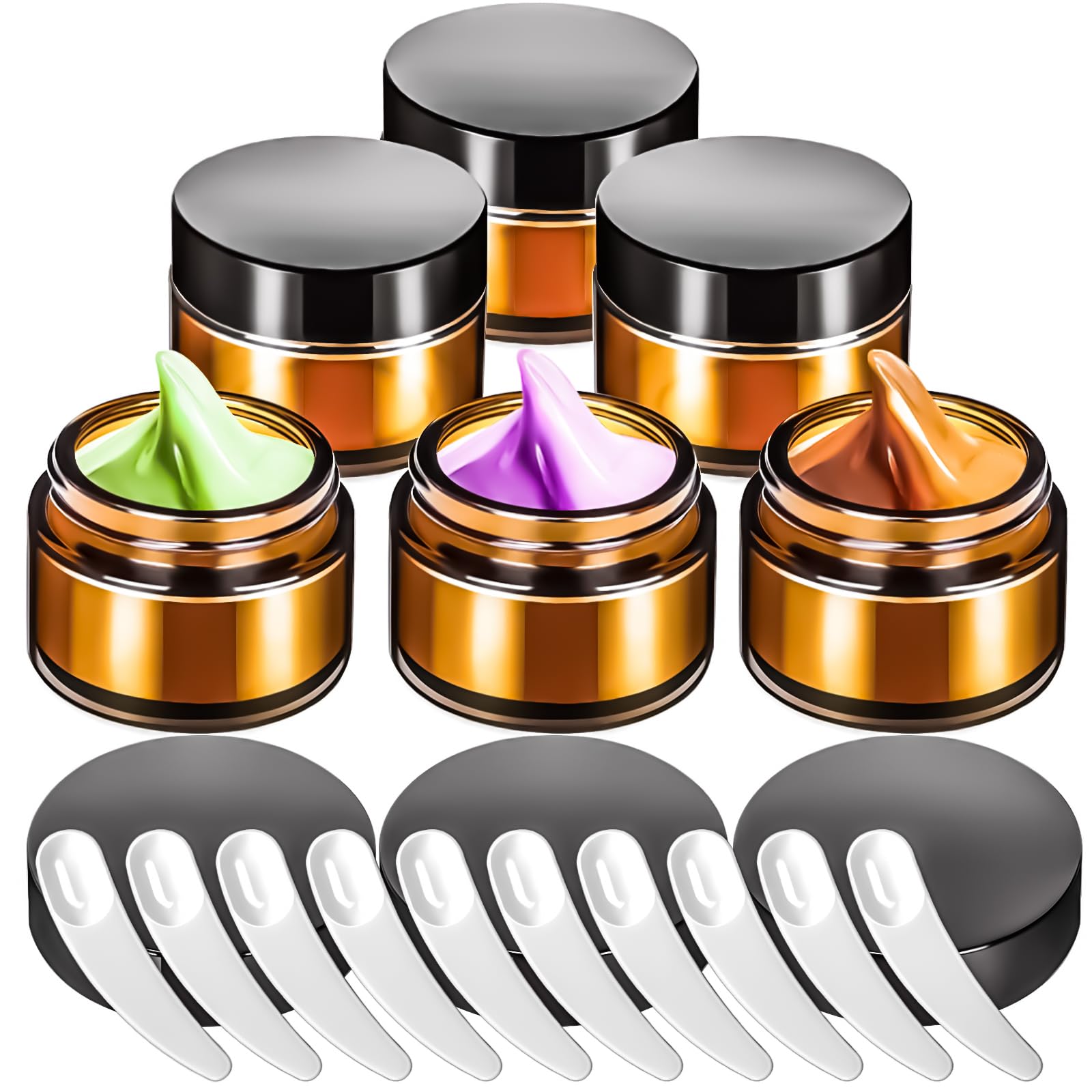 MotBach 6 Pack Amber Glass Jars