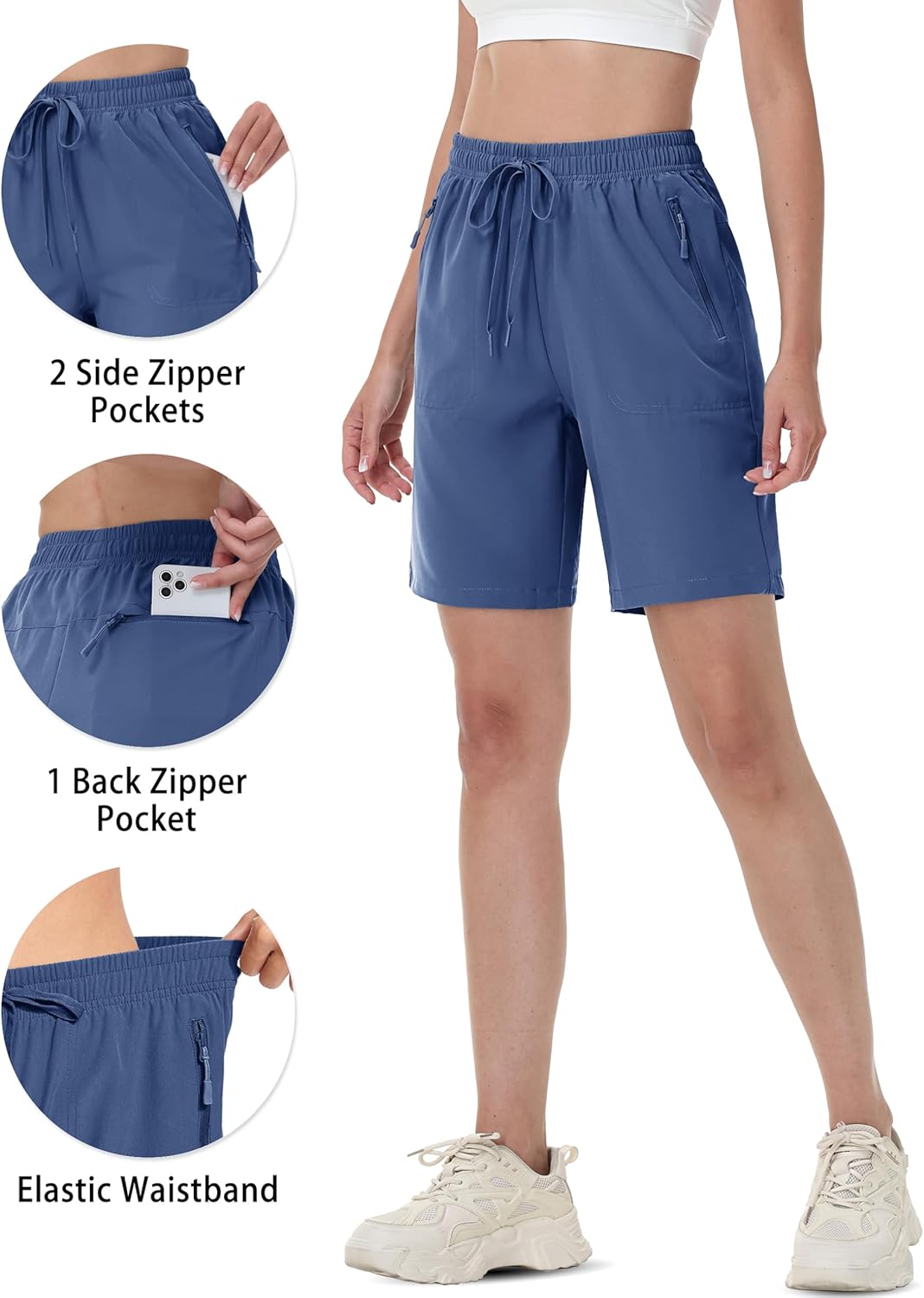 TACVASEN Women's Hiking Shorts 8" Quick Dry Lightweight Water Resistant Athletic Shorts with Pockets Outdoor Golf Active - Image 5