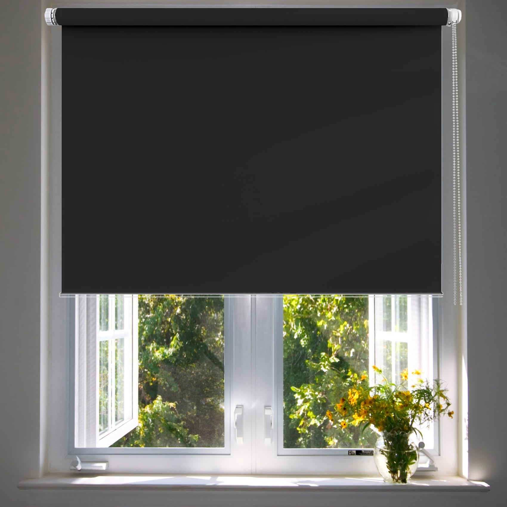 100% Blackout Blind 30 x 160 cm, UV Protection privacy protection Thermal Roller Blind, with Aluminium Rail, for any Room Black