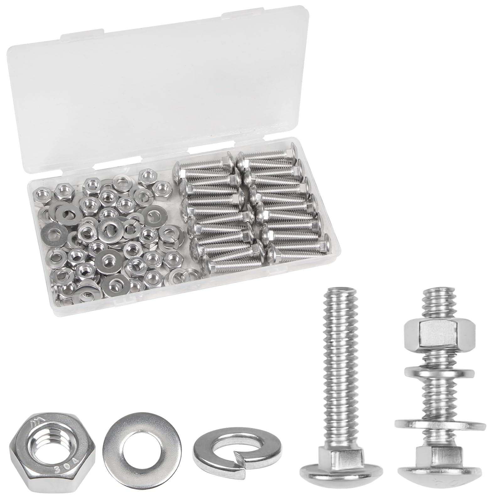 Stainless Steel Carriage Bolts - 10 Sets -8