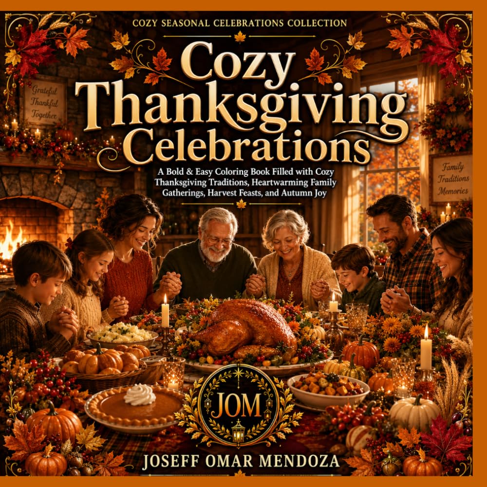 Cozy Thanksgiving Celebrations: A Bold & Easy Thanksgiving Coloring Book Featuring Cozy Harvest Scenes, Family Gatherings, Autumn Traditions, ... (Cozy Seasonal Celebrations Collection)
