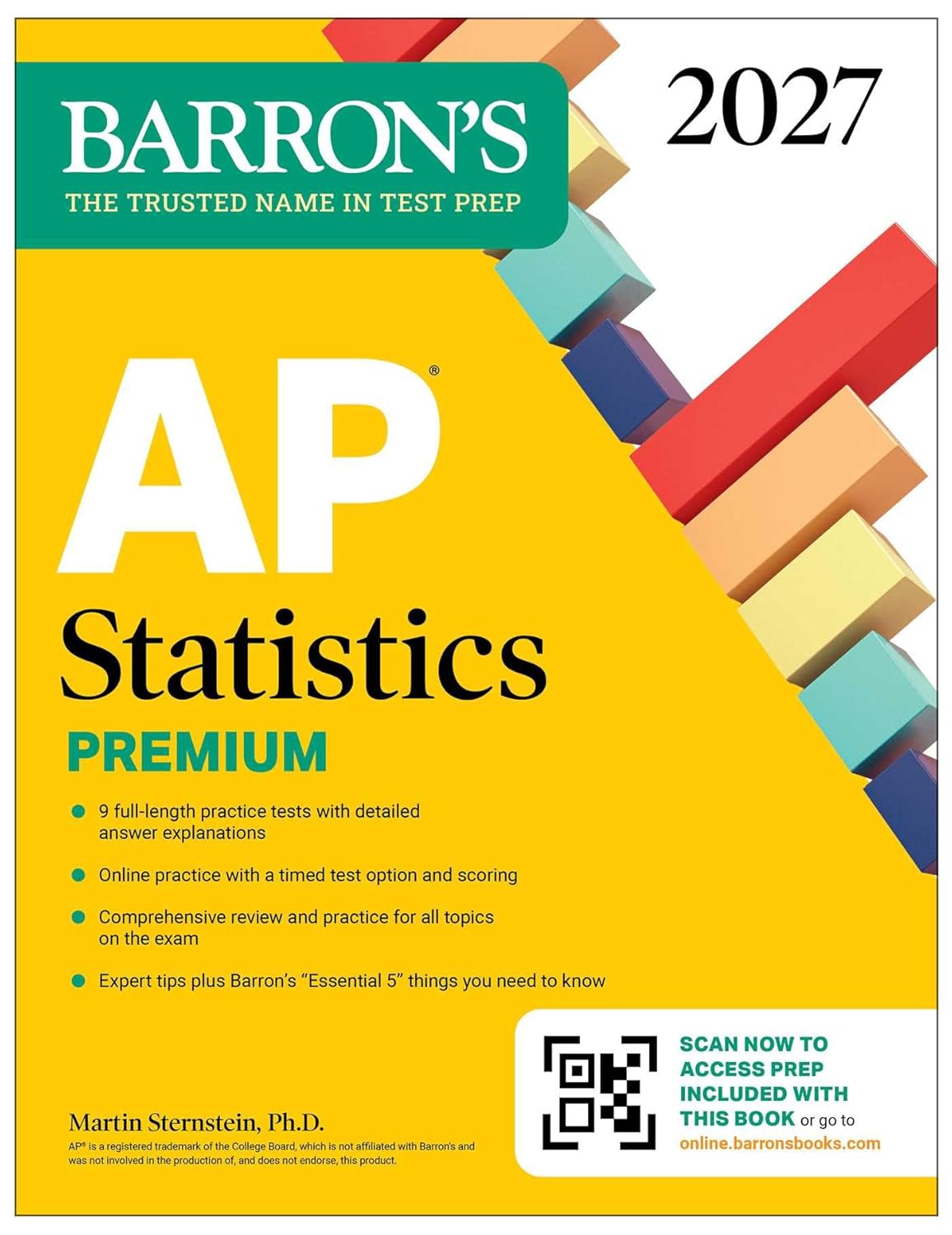 AP Statistics Premium, 2027: 9 Practice Tests + Comprehensive Review + Online Practice (Barron's AP Prep)