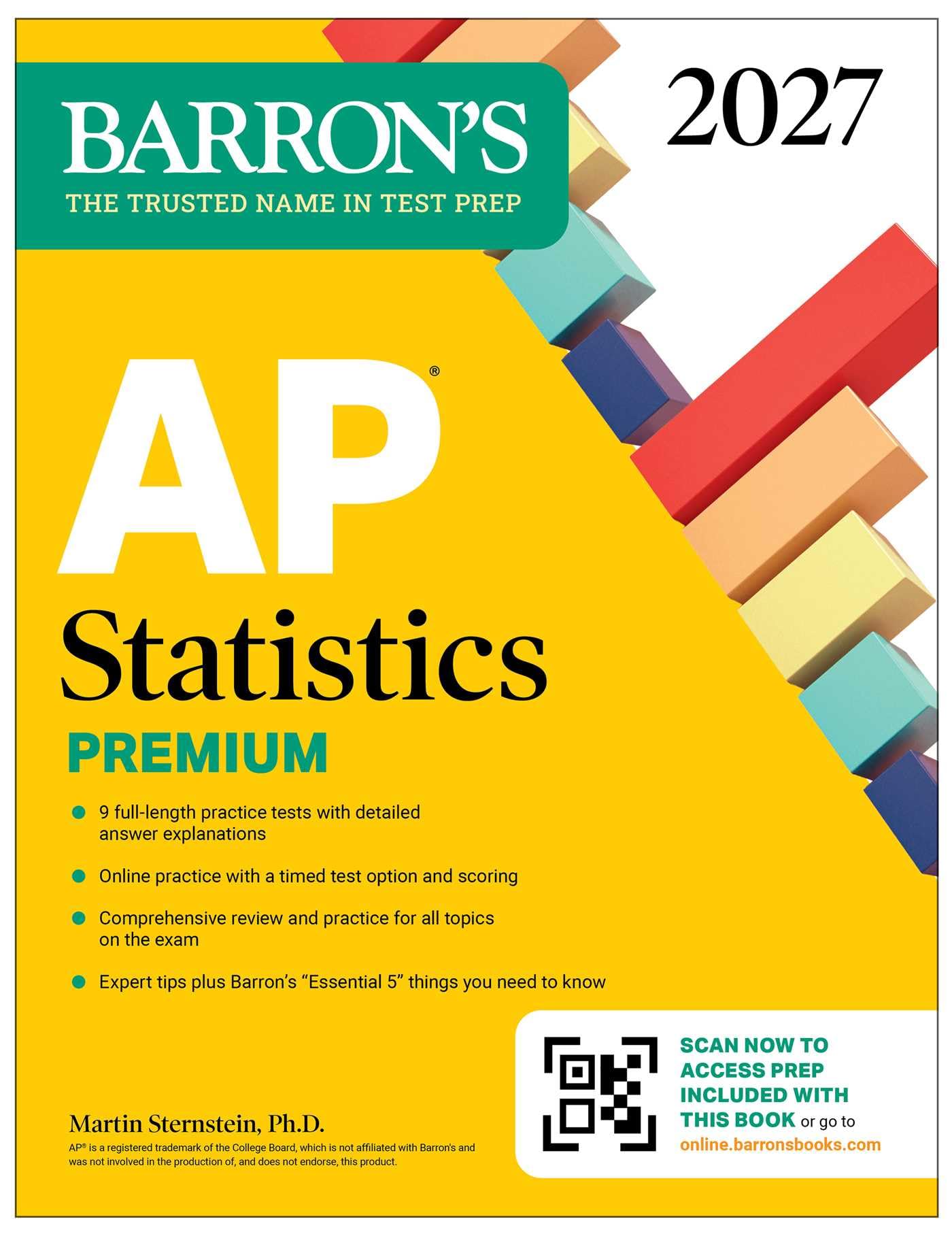 AP Statistics Premium, 2027: 9 Practice Tests + Comprehensive Review + Online Practice (Barron's AP Prep)