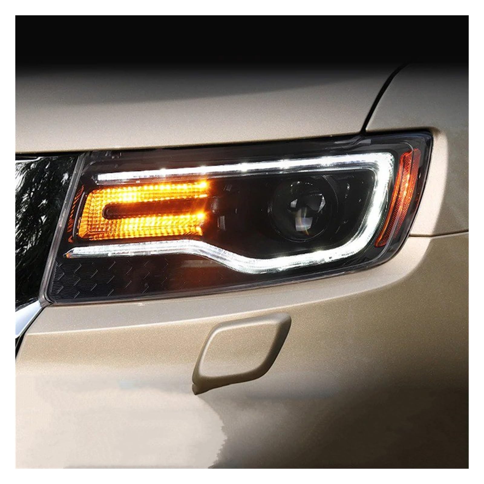 Faro Proiettore Anteriore 1 Coppia Per Compass Per Rand Per Cherokee 2011-2015 Fari Per Auto Gruppo Ottico LED Completo Lente Proiettore(Xenon Sliver 1pair,RHD)