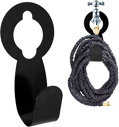 Miniatura 5 de Soporte para manguera, soporte de manguera de jardín de metal, hierro fundido, negro