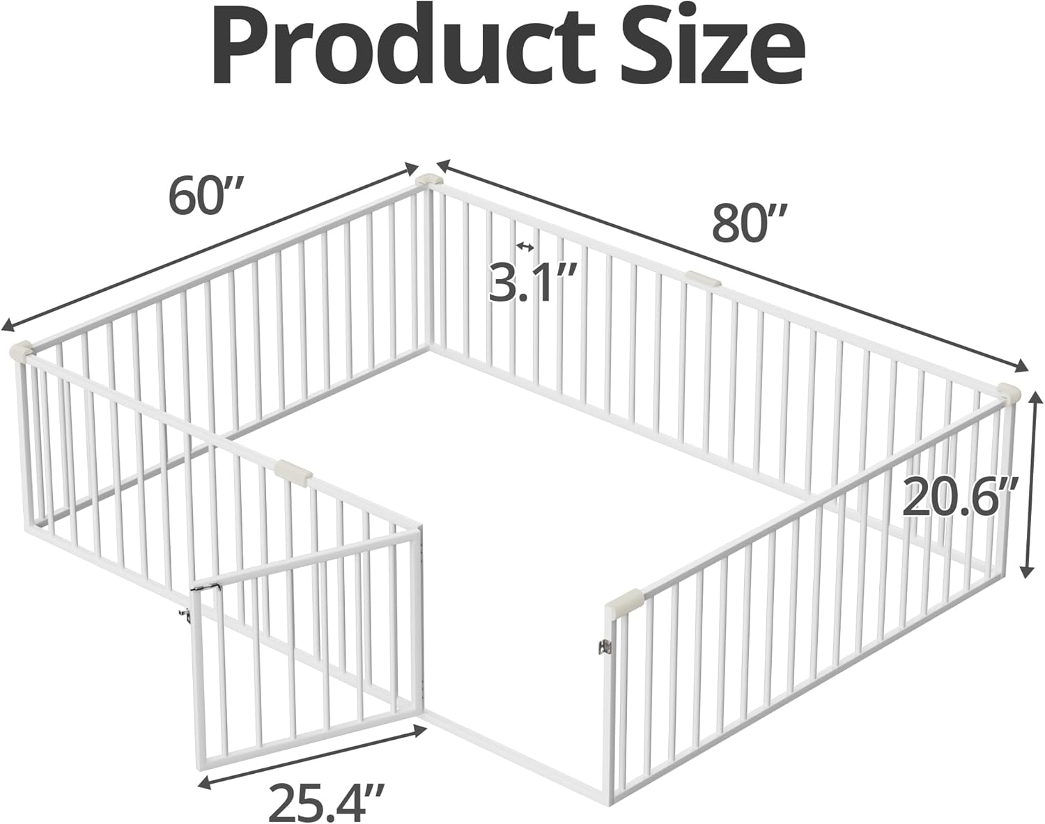 LLS Queen Floor Bed for Kids Metal Montessori Bed Frame with Door & Safety Guardrails Multifunctional Montessori Floor Bed, No Weight Limit, Easy Assemble,White