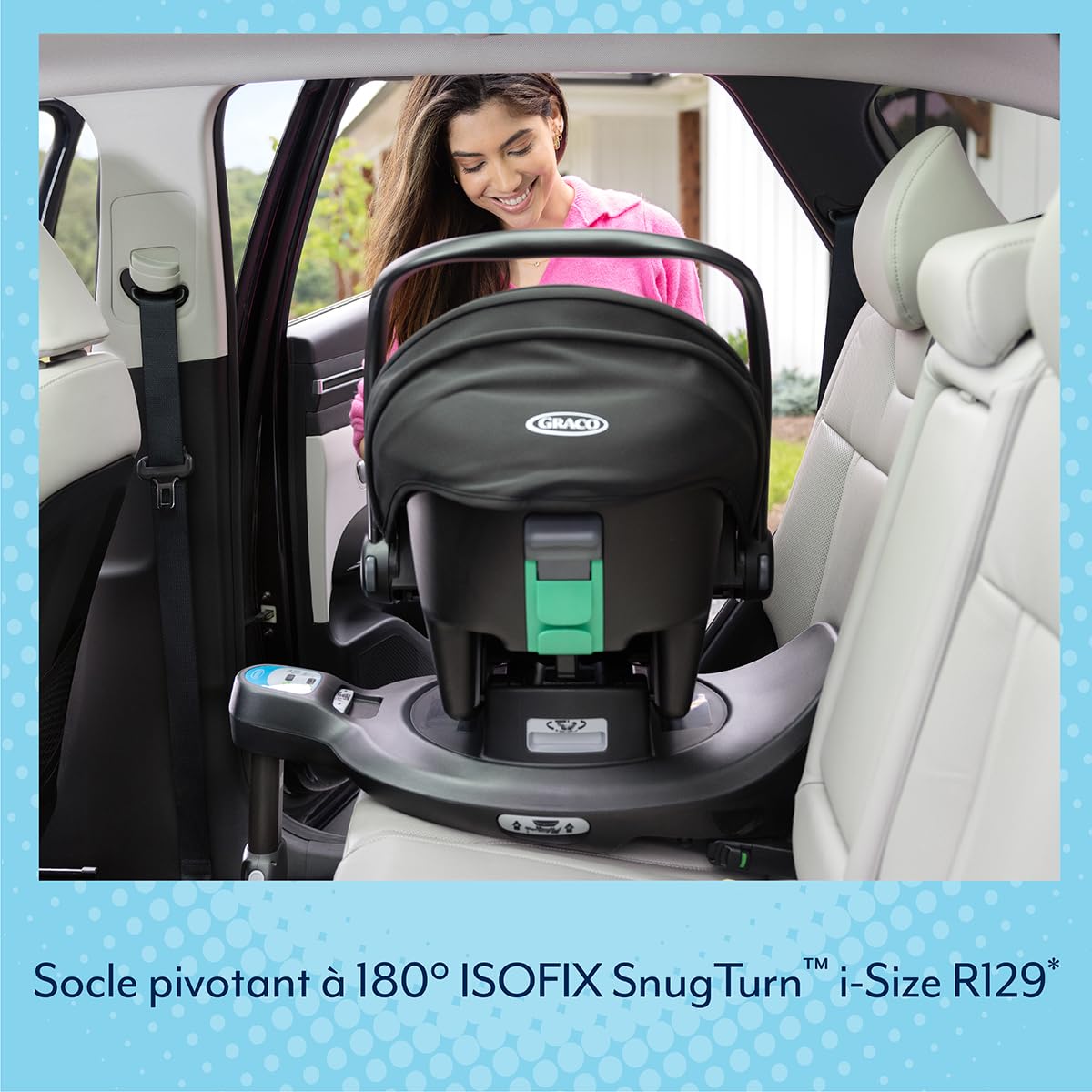 Graco SnugLite i-Size R129, siège auto léger pour bébé, 40 à 75 cm (de la naissance jusqu'à l'âge de 12 mois environ), léger, compatible avec la base pivotante SnugTurn i-Size R129, noir, Midnight